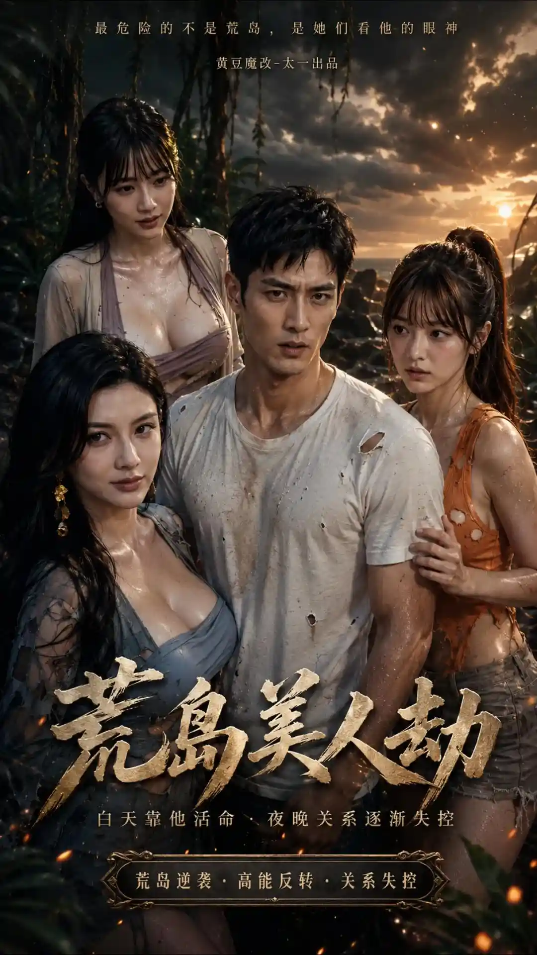 黄果短剧《荒岛美人计》短剧海报
